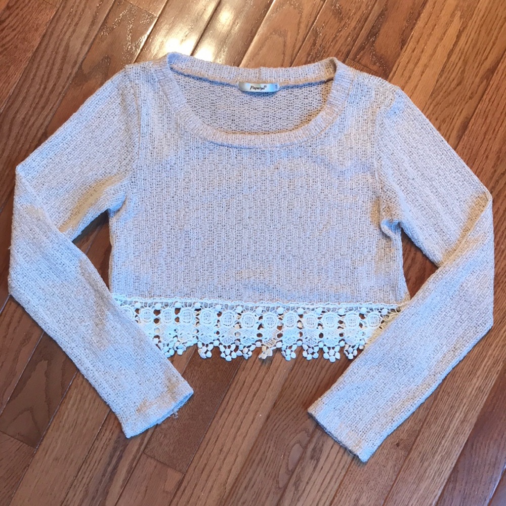 Cream cropped light knit